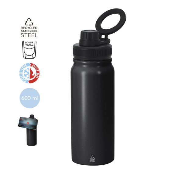 Botella bebida térmica con soporte para móvil